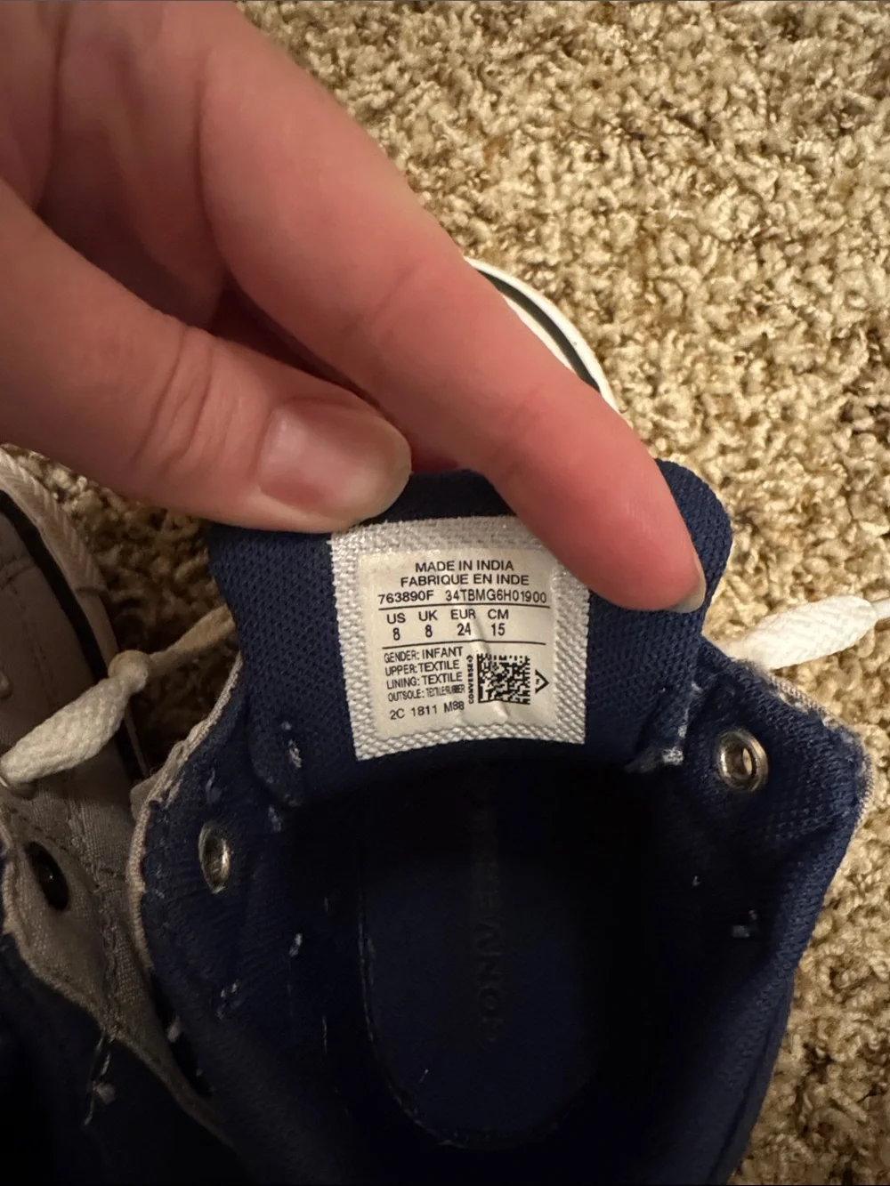 Converse Kids Gray and Navy Canvas High-Top Style Sneakers